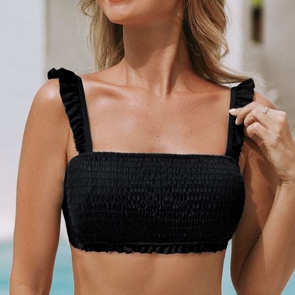 Cupshe Alegria Square Neck Bikini Top Black M NWT IN PACKAGE - Picture 1 of 8